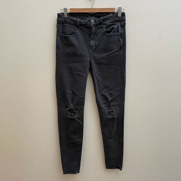 American Eagle Outfitters Denim - American Eagle Distressed Jegging Womens‎ 8 Washed Black Stretch Hi Rise Skinny